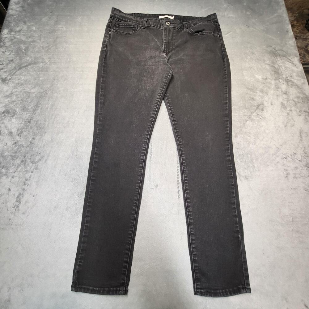 Levi's 711 Jeans Womens 33 Black Skinny Slim Stretch Charcoal Wash 30 Inseam